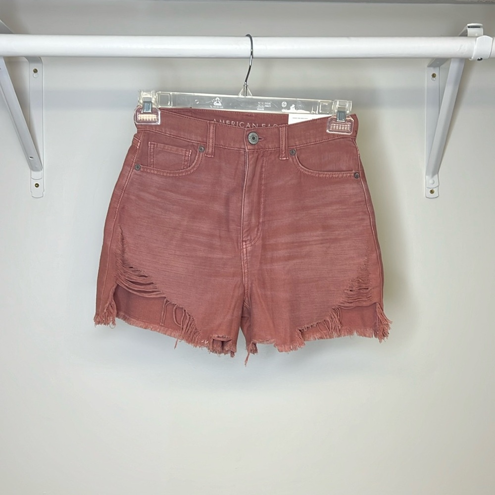 NWT AEO Highest Rise‎ Mom Shorts Red- 2